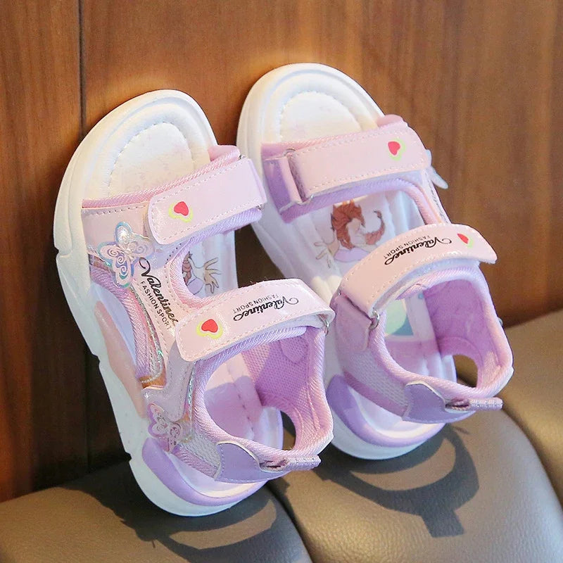 Cartoon Design Soft Shining Summer Sandals For Girls childrensterritory