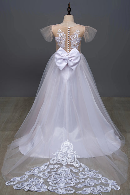 Kids Girls Fluffy Princess Ball Gown/Sleeveless Tulle Wedding Dresses