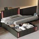Space-Saving Full-Size Bed with LED Lights and Storage childrensterritory