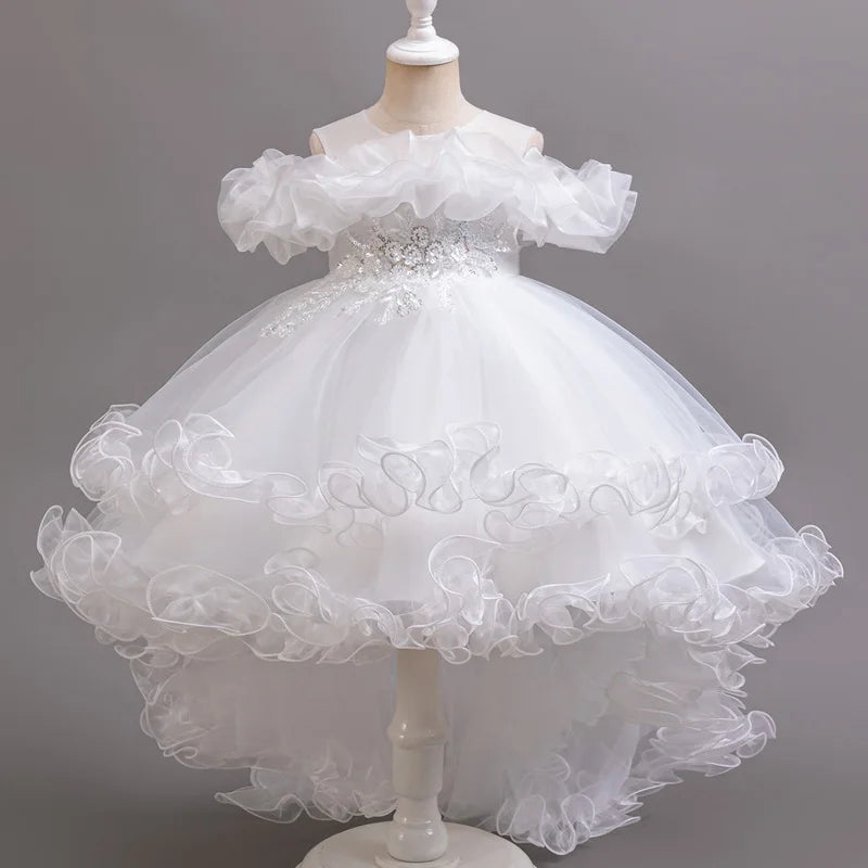 Tulle Ruffles Beaded Baby/Kids Girls Birthday Party Dress