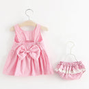 Baby Girls Cute Sleeveless 2 Pieces Stripe Pattren Dress Set childrensterritory
