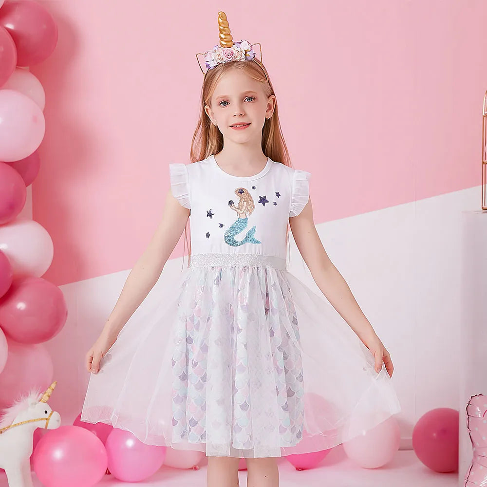 Kids Girl Mermaid Sequins Tutu Birthday Party Dresses childrensterritory