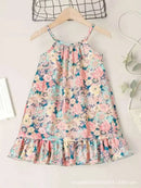 Little Girls' Colourful Printed Cotton Vestidos for Summer