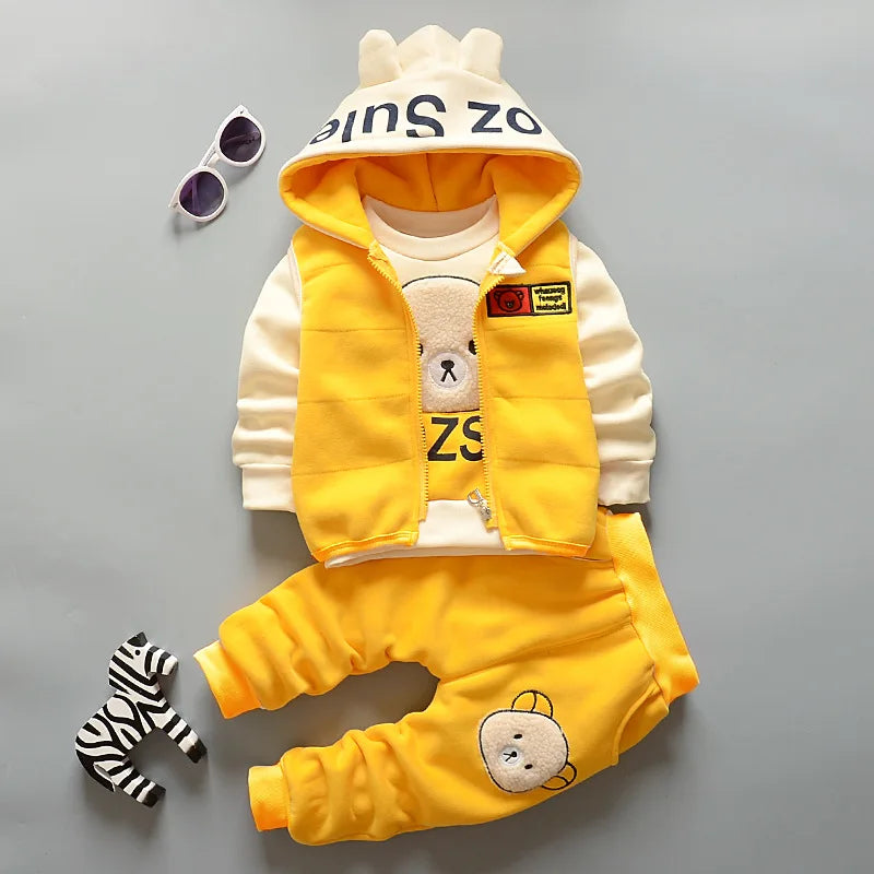 Baby Kids Cartoon Print Warm Clothing Set