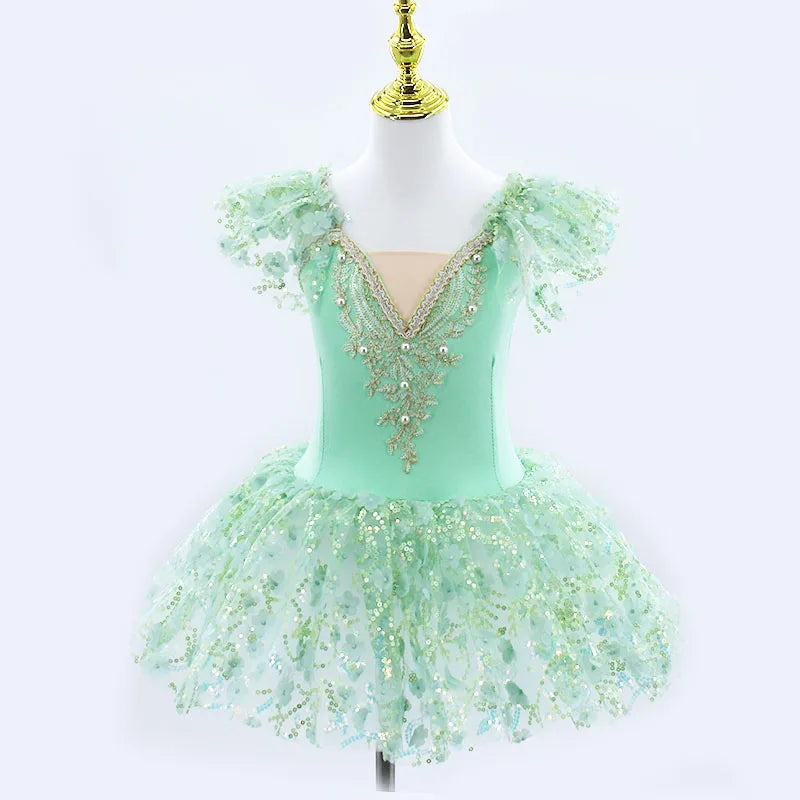 Modern Sequined Flower Tutu Ballet Dresses For Girls childrensterritory
