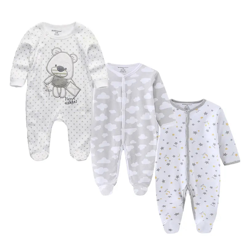 Long Sleeve Overall Printed Baby Zipper Rompers