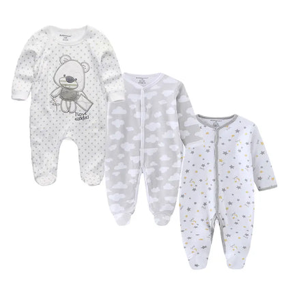 Long Sleeve Overall Printed Baby Zipper Rompers