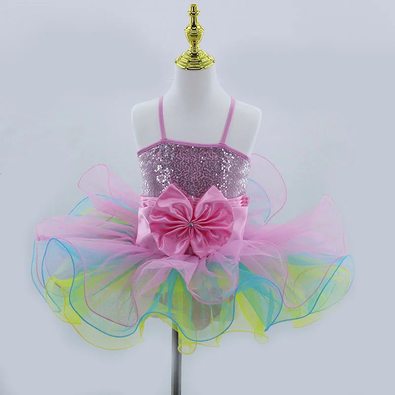 Modern Sequined Flower Tutu Ballet Dresses For Girls