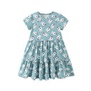 Kids Girls Soft Cotton Cartoon Print Summer Casual Dress