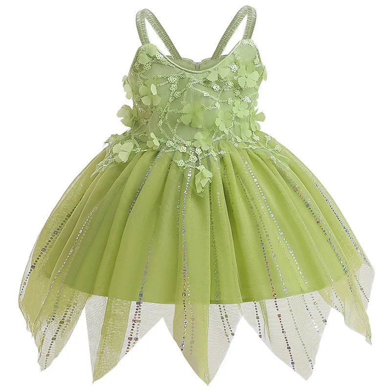 Sleeveless Butterfly Design Princess Puffy Dress For Girls childrensterritory