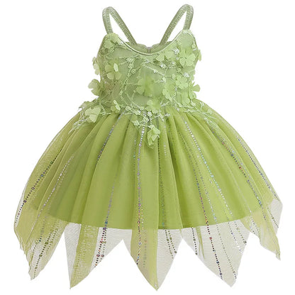 Sleeveless Butterfly Design Princess Puffy Dress For Girls childrensterritory