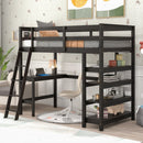 Stylish Kids Twin Loft Bed with Shelves, Desk, and Ladder childrensterritory