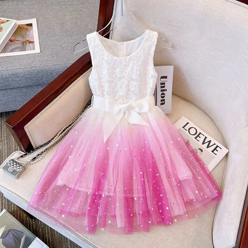 Elegant Sequin Birthday Princess Dress for Girls 3–8 Years