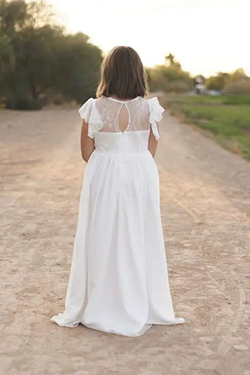 Lace Design Floor Length Girls Pageant Gowns
