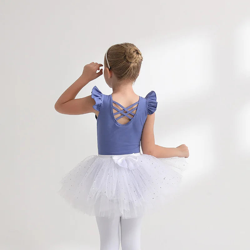Kids' Girls' Designer Gymnastics Ballet Leotard with Tutu Skirt