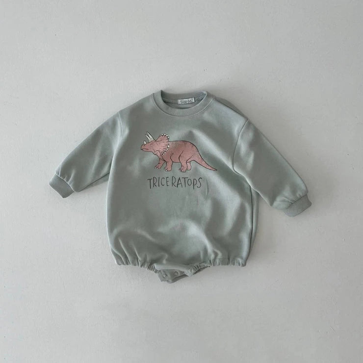 Baby Dinosaur Print Sweatshirt/Romper