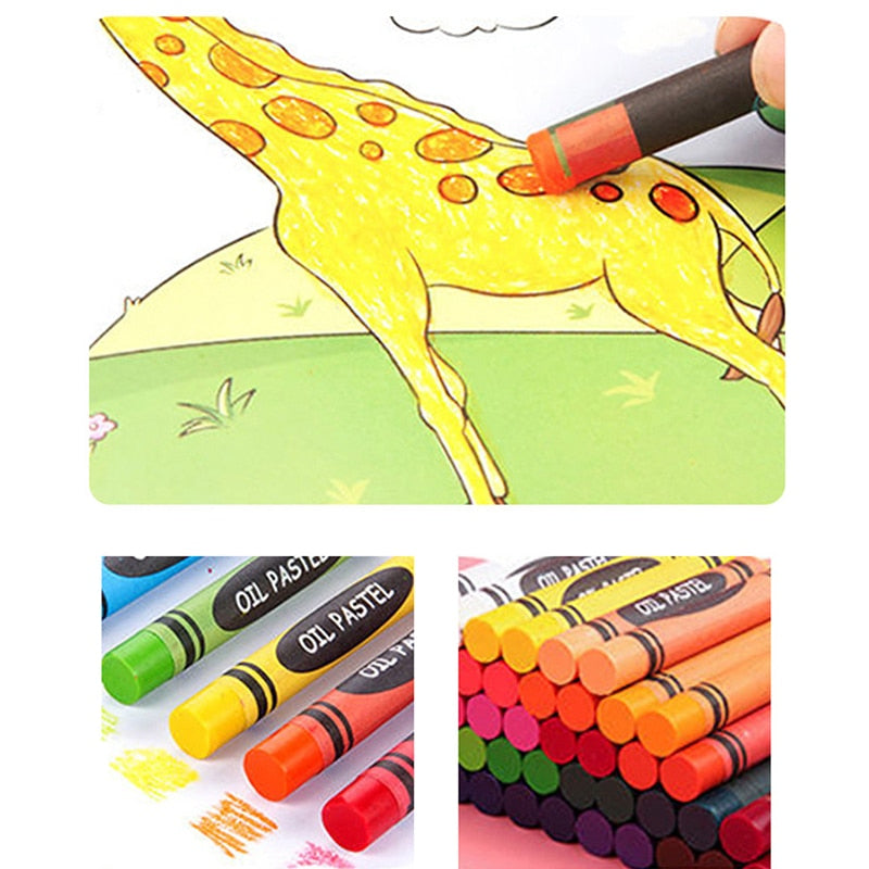 42pcs pink blue kids boys girls travel coloring colour box case gift  crayons oil pastel markers stationery art drawing set