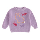 Infant Unisex Crewneck Bunny Applique Soft Knitwear childrensterritory