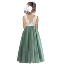 Kids Girls Flower Lace Design Princess Party Dresses for Summer childrensterritory