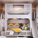 Multifunctional Kids Bunk Bed with Safety Fence and Storage childrensterritory