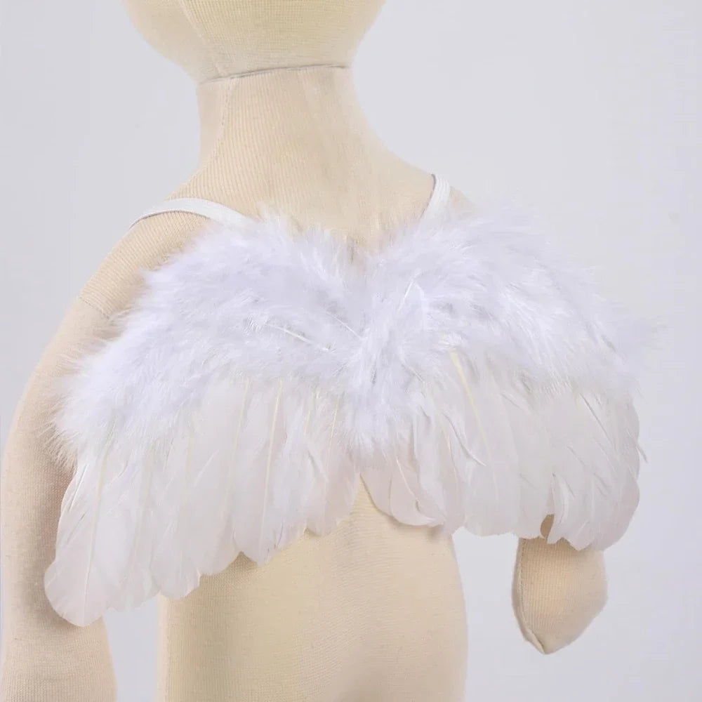 Newborn Photo Props Angel Feather Wings with Leaf Headband childrensterritory