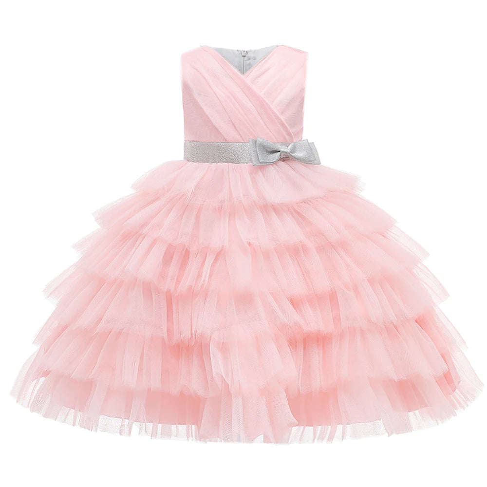 Kids Girl Fluffy Flower Wedding Birthday Party Dresses