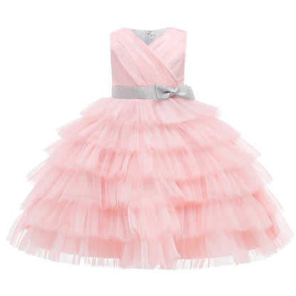 Kids Girl Fluffy Flower Wedding Birthday Party Dresses