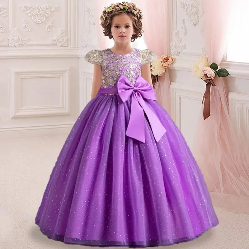 Big Bow, Gauze Lace Princess Birthday Party Dresses for Girls childrensterritory