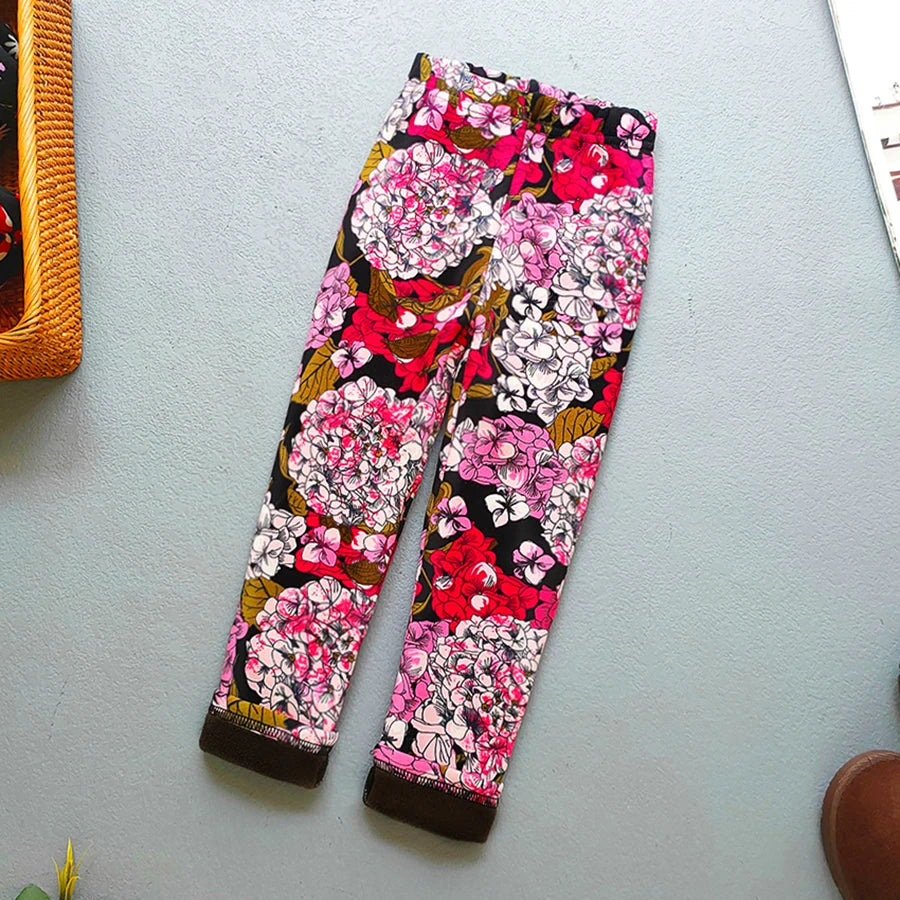 Plus Velvet Printed Kids Girls Winter Leggings childrensterritory