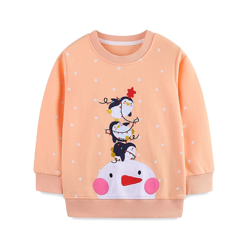 Full-Sleeve Cartoon Print Sweatshirts For Girls