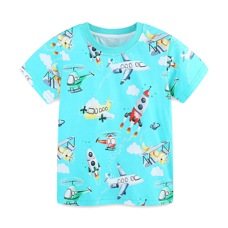 Kids Boys Cartoon Rockets Design Summer T Shirt childrensterritory