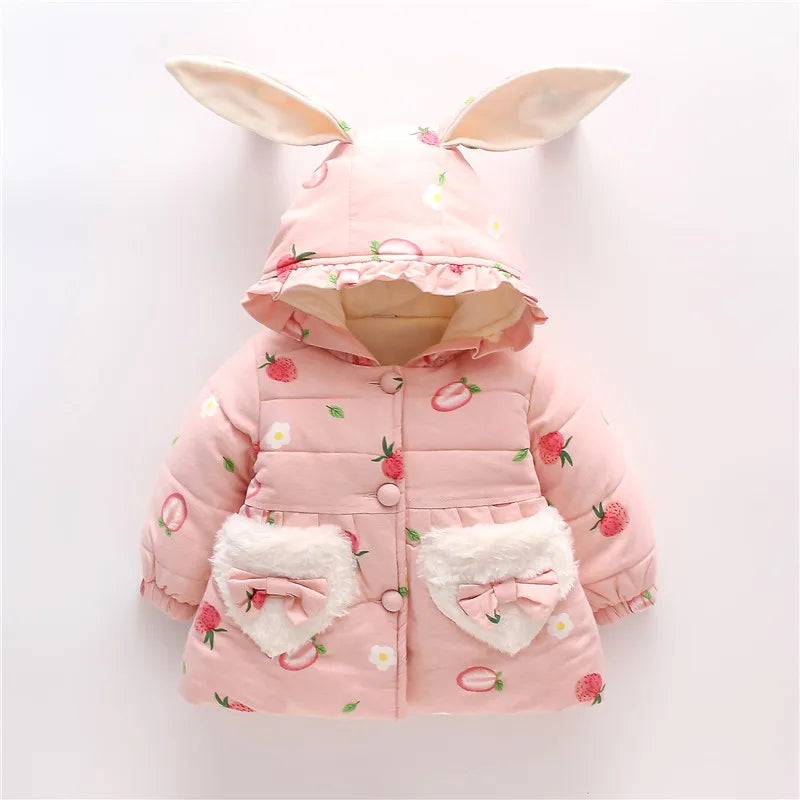 Toddler Girls Long Sleeve Printed &amp; Hooded Soft Jacket