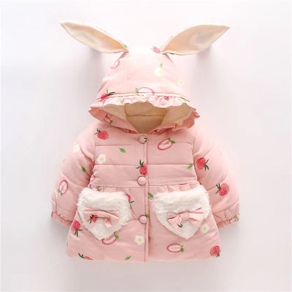 Toddler Girls Long Sleeve Printed &amp; Hooded Soft Jacket