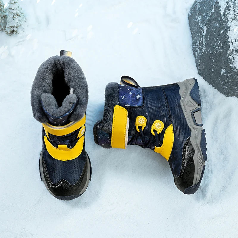 Kids PU Leather Waterproof Snow Boots for Winter Sport childrensterritory