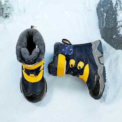 Kids PU Leather Waterproof Snow Boots for Winter Sport childrensterritory