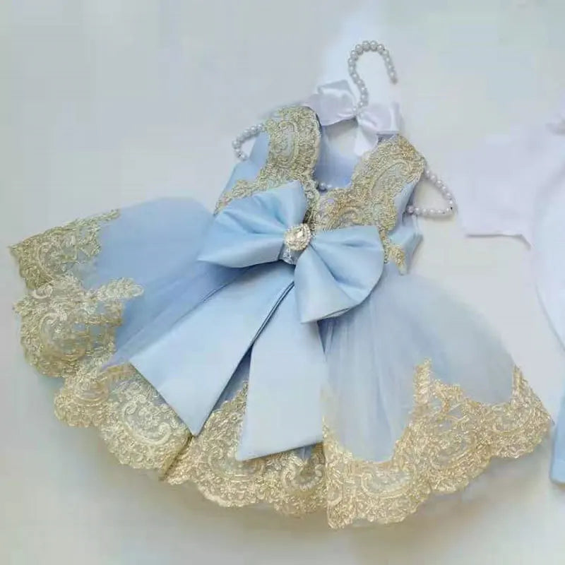 Kids Girls Big Bow and Lace Design Tutu Princess Dresses childrensterritory
