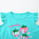 Sleeveless Strawberry Print Summer Casual Clothing Set childrensterritory