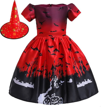 Vampire Pumpkin Print Halloween Costume for Kids Girls