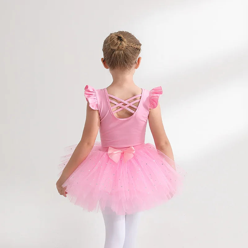 Kids' Girls' Designer Gymnastics Ballet Leotard with Tutu Skirt