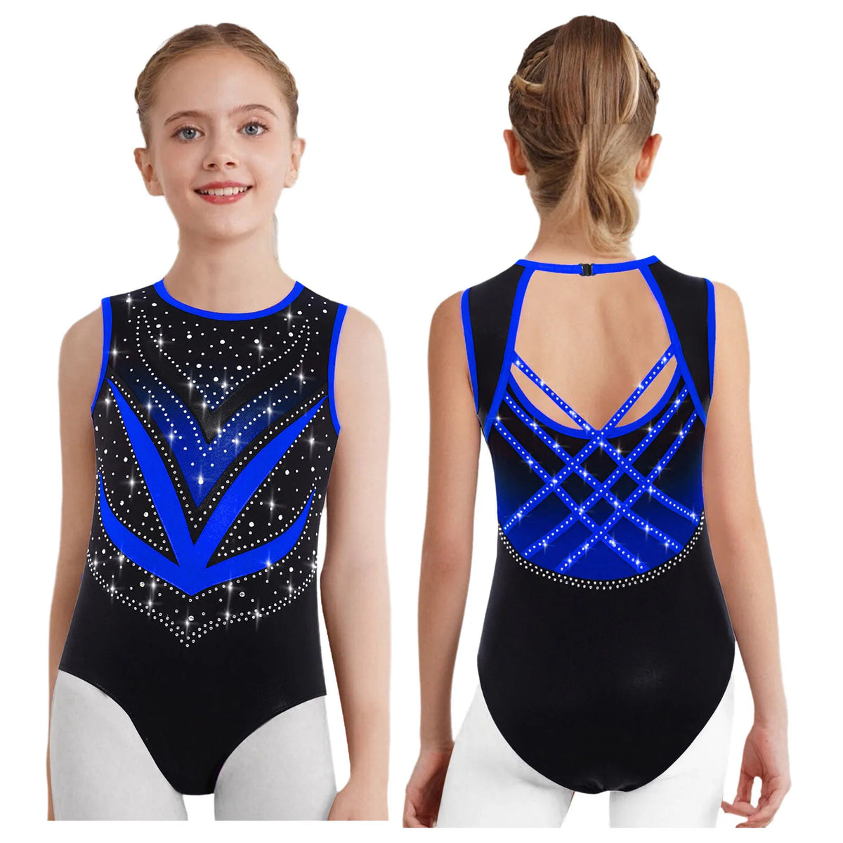 Kids Girls Mesh Rhinestones Design Gymnastics Leotard/Dancewear childrensterritory