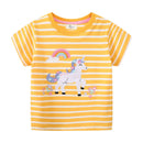 Kids Girls Cartoon Unicorns Design Summer Cotton Tees