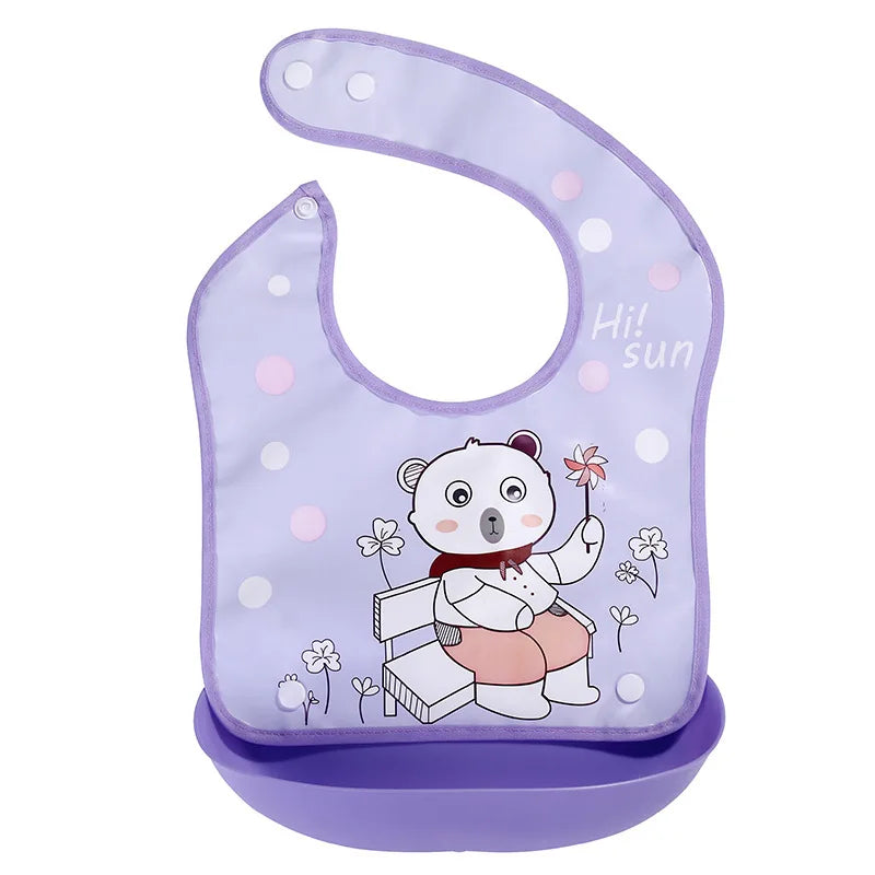 Soft Waterproof Cartoon Printed Adjustable Baby Bibs