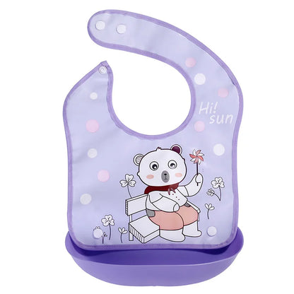 Soft Waterproof Cartoon Printed Adjustable Baby Bibs