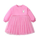 Kids' Girls Cartoon Design Mesh Dresses for Autumn