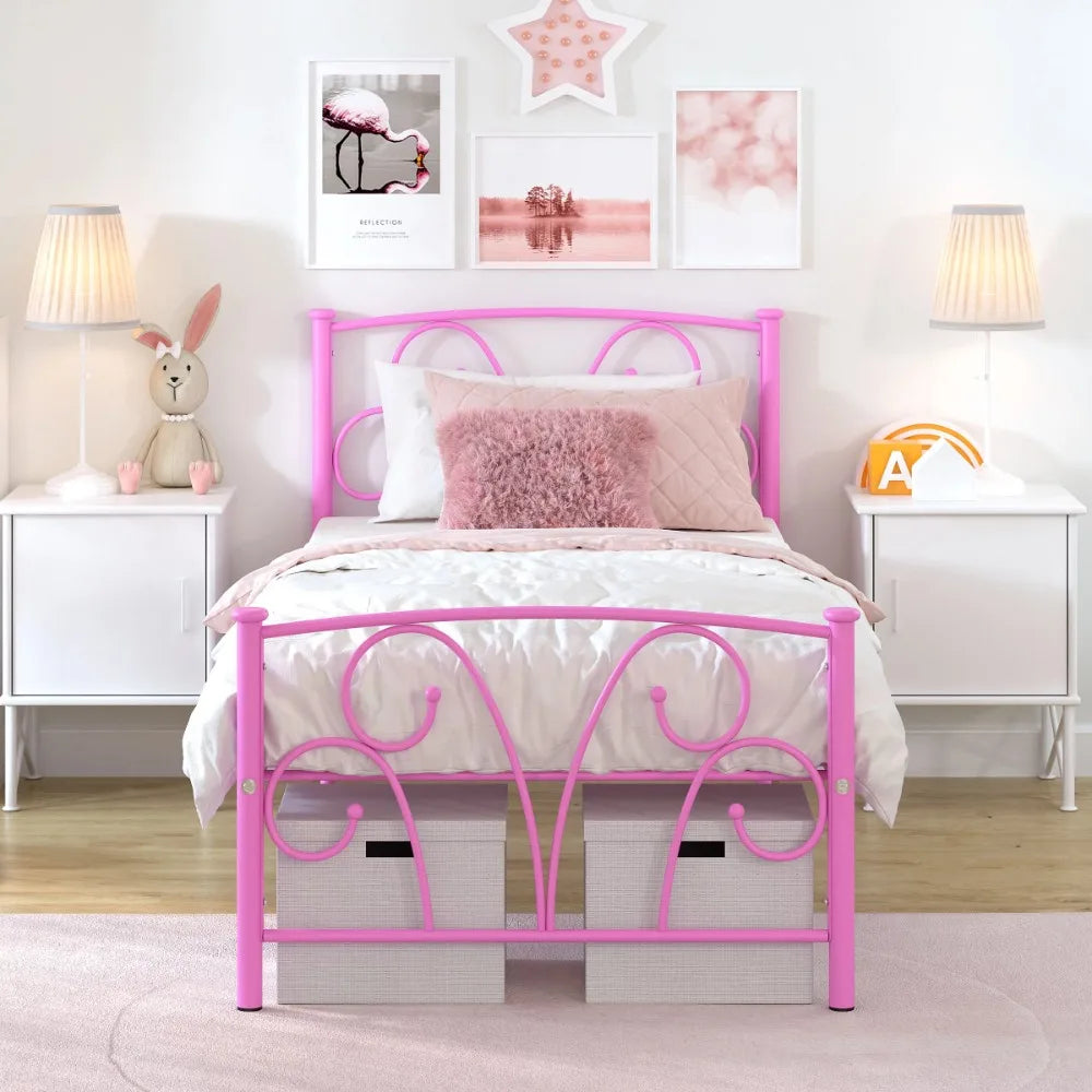 Adjustable Queen-Size Metal Platform Bed Frame With Headboard childrensterritory