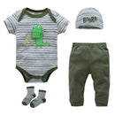 Baby Boy Girl 4 Pieces Clothing Clothes Set Romper + Hat + Pants + Shoes childrensterritory