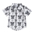 Lapel Bull Print Toddler Boys Loose Casual Shirt childrensterritory