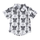 Lapel Bull Print Toddler Boys Loose Casual Shirt childrensterritory