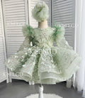 Girls Long Sleeves Butterfly Design Fluffy Party Dresses childrensterritory