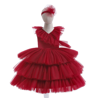 Kids Girls Fluffy Tiered Tulle Bridesmaid Party Dresses childrensterritory